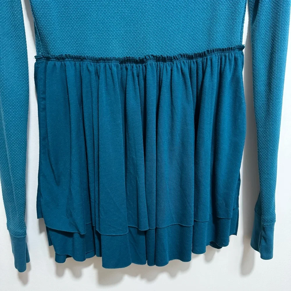Free People Y2K Thermal Waffle Knit Lace Babydoll Top - Picture 7 of 11